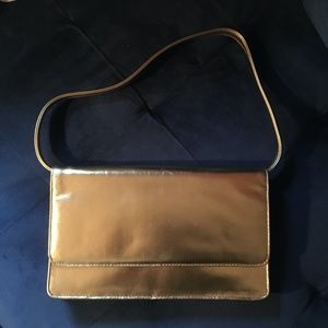 R2R Gold Leather Clutch